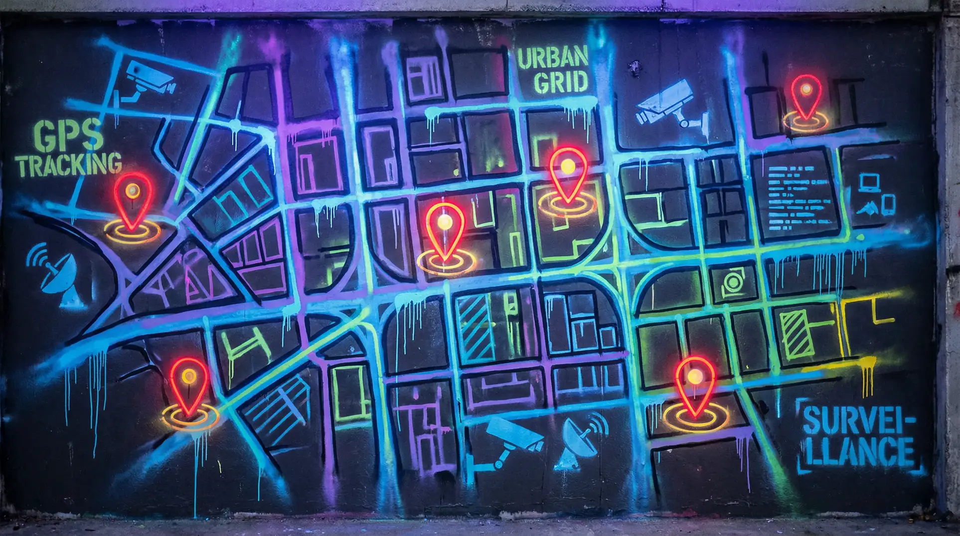 欲爱电影有电视剧 狗仔追踪地图 - 城市涂鸦风格